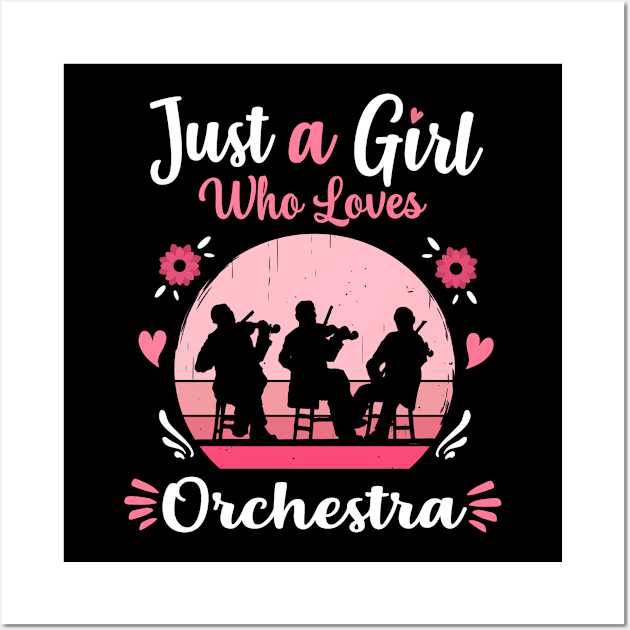 Just A Girl Who Loves Orchestra Pink Retro Vintage gift idea Wall Art by Lyume